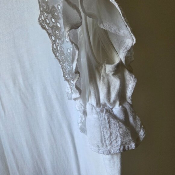 EUC ALL SAINTS WHITE BRODERIE ANGLAISE RUFFLED SLEEVES SHORT SHIRT DRESS SIZE M - Picture 6 of 15